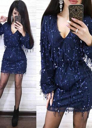 Платье мини вечернее с пайетками 35 "рэйчел"5 фото