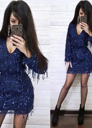 Платье мини вечернее с пайетками 35 "рэйчел"9 фото