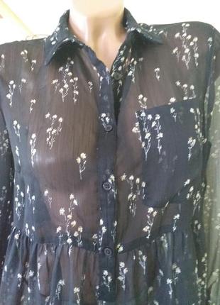 Блузка, рубашка, туника,  цветочный принт, шифон5 фото