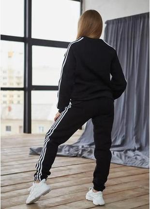 Костюм adidas чорний на флісі світшот без капюшона5 фото