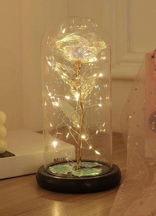 Троянда в скляній колбі rose of love  20 см з підсвічуванням романтичний нічник троянда