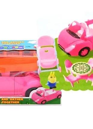 Детская игрушечная музыкальная машина свинка пеппа, свет, мебель, замок, ym11-813