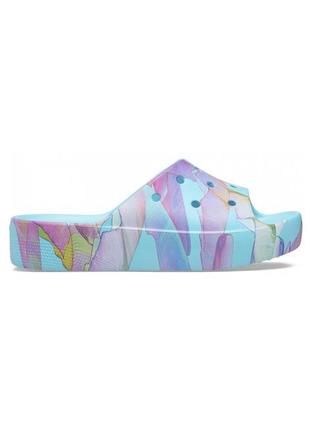 Жіночі крокси crocs  classic platform palm print slide neptune / multi m4w6-36-23 см 208607