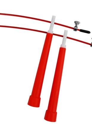 Скоростная скакалка easyfit speed cable rope 3 м со стальным тросом красная4 фото