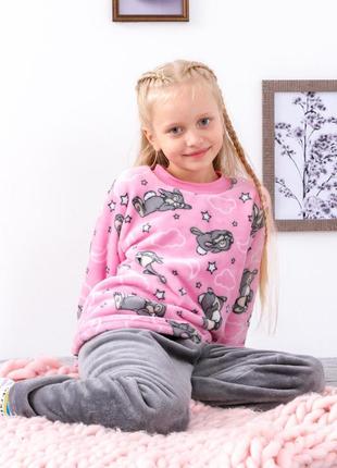 Тепла затишна піжама для дівчаток з велсофту 98-134 см4 фото