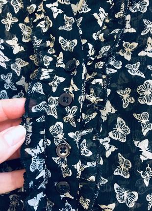 Легкая удлиненная блуза с бабочками на пуговичках flame3 фото