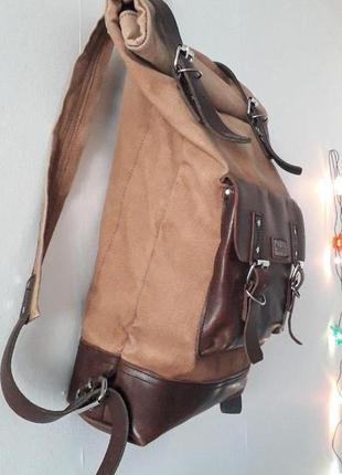Рюкзак з бавовни і натуральної шкіри escargo4 фото