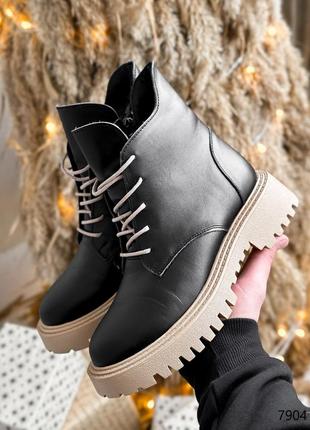 Ботинки кожаные женские alair черные зима