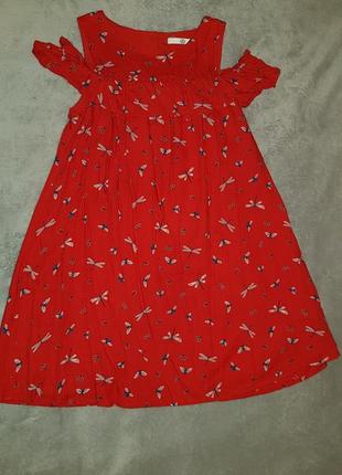Красивый красный сарафан, платье с открытыми плечиками