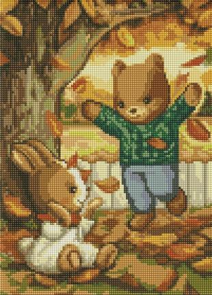 Алмазна мозаїка без підрамника золотий листопад 30х40см, amc7740