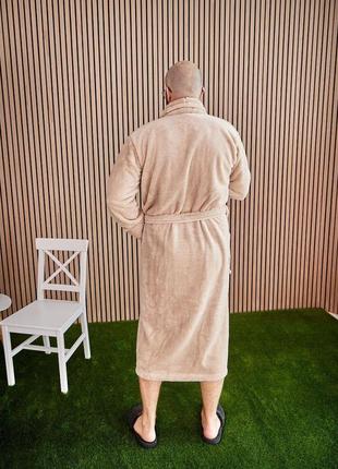 Бежевый мужской халат. теплые халаты до 62 размера3 фото