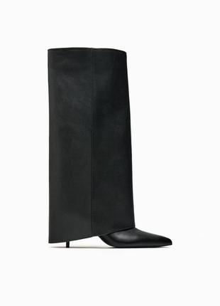 Zara чоботи труби з гострими носком жіночі