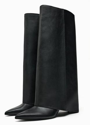 Zara сапоги трубы с острыми носком женские1 фото