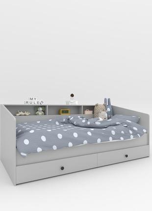 Дитяче ліжко з бортиком та шухлядами + ламелі 800х2040х850 мм білий