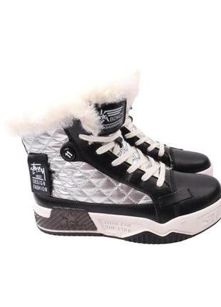 Ботинки женские oeego серебро натуральная кожа, 37