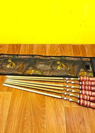 Подарочный набор шампуров в чехле 6шт. шампура 3мм с деревянной ручкой из нержавейки. шампуры для шашлыка.9 фото