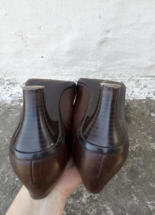 38,5/25 коричневые 🥥 комфортные стильные кожаные туфли с пряжкой merona.3 фото