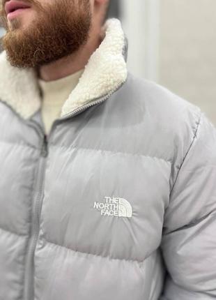 Зимняя двустороння куртка на меху без капюшона tnf тнф2 фото