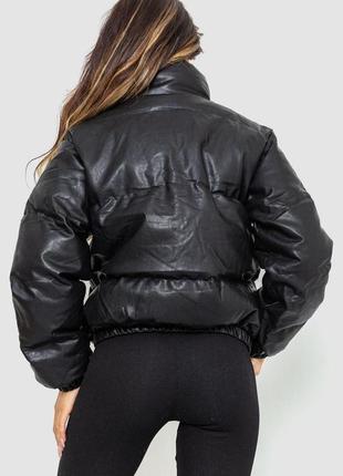 Куртка женская из эко-кожи на синтепоне 129r075, цвет черный4 фото