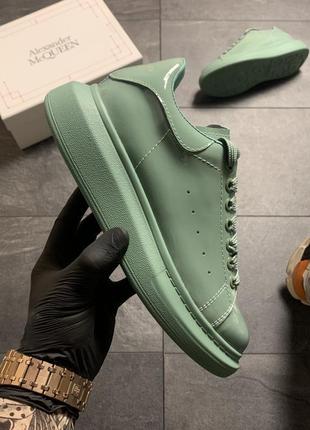 Кроссовки женские alexander mcqueen patent mint, зеленые (александр маквин, маккуин кеды)