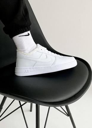 Женские зимние кроссовки nike air force white winter форсы с мехом