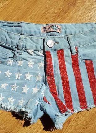 Міні-шорти котонові жіночі принт американський прапор укорочені