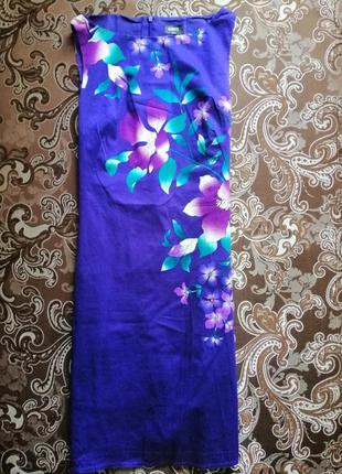 Сарафан платье фиолетовое в цветочный принт цветы катоновое oasis3 фото