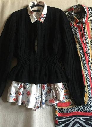 В'язаний жакет кардиган gossl об'ємний рукав етно тірольська вовна2 фото