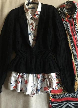 В'язаний жакет кардиган gossl об'ємний рукав етно тірольська вовна3 фото