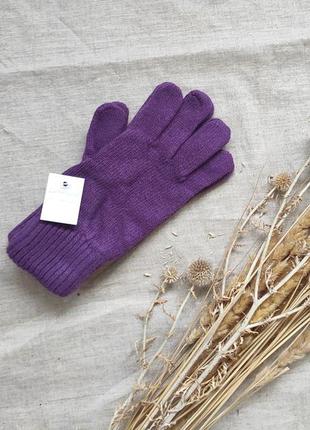 Женские / мужские теплые кашемировые / шерстяные перчатки фиолетовые lambswool имталия1 фото