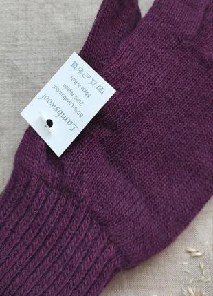 Жіночі / чоловічі  теплі кашемірові / вовняні рукавички фіолетові lambswool італія2 фото