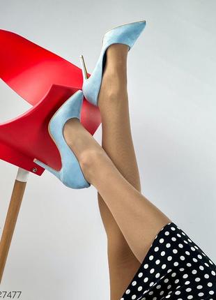 Женские туфли лодочки на шпильке замшевые 🤩4 фото