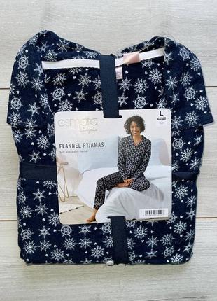 Женская пижама из фланели снежинки esmara евро размер л 44/46 наш 52/54р.2 фото