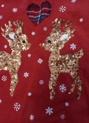 Стильний теплий утеплений новорічний светр батнік худі світшот з оленями на флісі2 фото