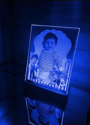 Фотоночник с дизайном райдер щенячий патруль и регулируемой подсветкой (принт 004)