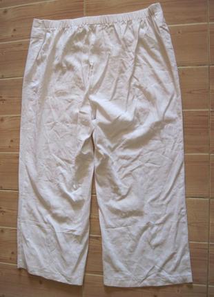 Новые белые брюки "ewans" р. 58 пояс-резинка лен 54% невысокий рост.6 фото