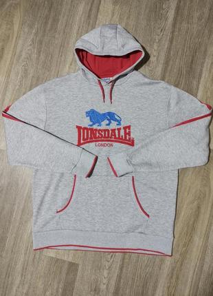 Мужское худи / lonsdale / кофта с капюшоном / серая толстовка / свитер / мужская одежда /