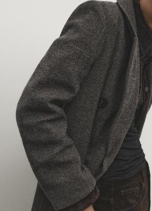 Massimo dutti довге пальто вовна чорне6 фото