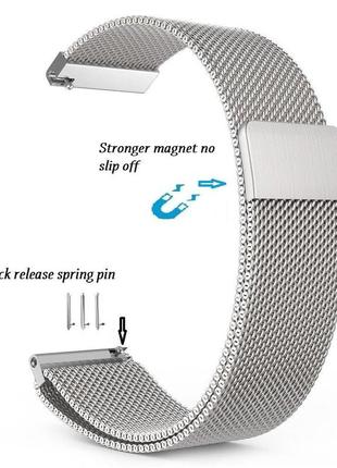 Ремешок металлический для часов 22 мм миланская петля серебристый5 фото