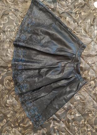Кожаная юбка клеш asos black by markus lupfer1 фото