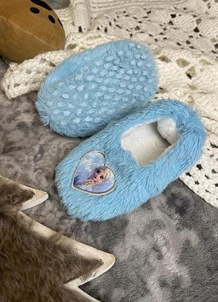 Теплые тапочки носки эльза 25-26 15,5 см elsa frozen disney холодное ледяное сердце голубые меховые носки балетки с тормозками