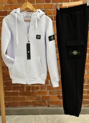 Чоловічий спортивний костюм теплий на флісі stone island