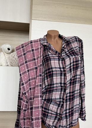 Пижама для дома  комплект женский штаны и рубашка в клетку1 фото