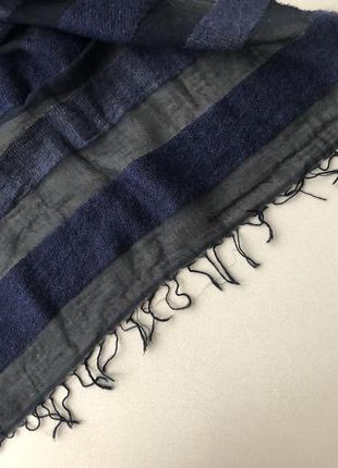 Pulcra легкий якісний шарф хустка у смужку напівпрозорий темносиній5 фото