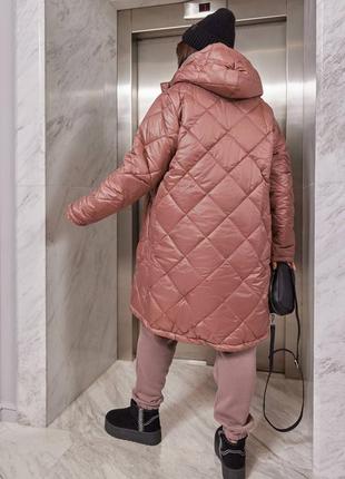 Качественная мягкая современная теплая куртка стеганая с капюшоном2 фото