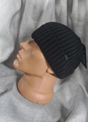 Шапка бини короткая черная, мужская шапка укороченная с открытыми ушами, шапка бини , трикотажная шапка хлопок, укороченная шапка чёрная, шапка9 фото