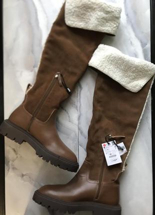 Сапоги сапожные сапоги натуральная кожа zara zara зара ботфорты оригинал ✅ 37