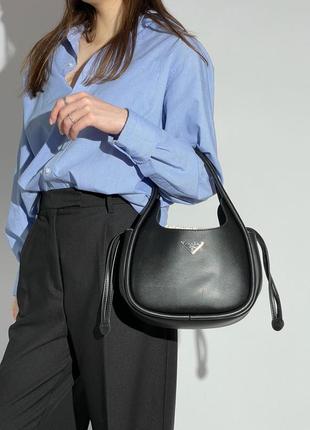 Брендовая женская сумка prada leather handbag black3 фото