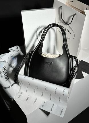 Брендовая женская сумка prada leather handbag black2 фото