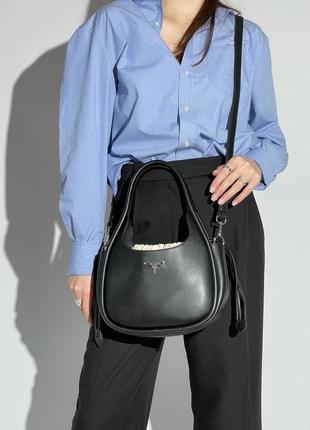 Брендова жіноча сумка prada leather handbag black4 фото